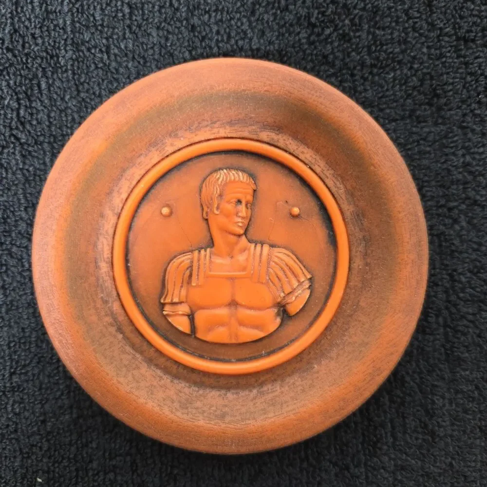 Vintage Mid-Century Greek Roman Mythological Faux Wood Coasters-Set of 6 Unique